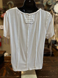 Rib Knit and Lace Details Tee in Off White, Candy Pink or Lilac