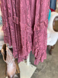 Mauve Lace Tiered Skirt