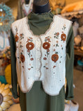 Cream Floral Embroidery Vest