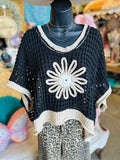 Ivory, Black or Beige  Daisy Knit Sweater