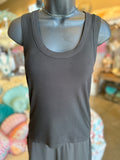 Ribbed Scoop Neck Tank in Black, White and Sand