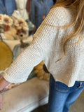 Oatmeal Textured V Neck Sweater