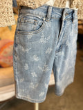 Floral Printed Denim Bermuda Short