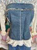 Denim and Lace Strapless Top