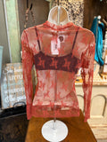 Rust or Dusty Blue Lace Mesh Top