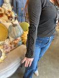 Black or Camel Crochet Sleeve Top