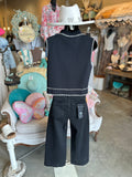 Black and White Trimmed Sleeveless Sweater