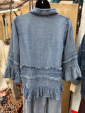 Indigo or Charcoal Ruffle Tencel Top