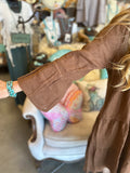 Tobacco or Terracotta  Linen Tiered Dress