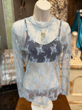 Rust or Dusty Blue Lace Mesh Top