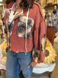 Hazelnut or Rosewood Plaid Patch Hoodies