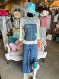 Denim and Lace Strapless Top