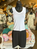 Ribbed Scoop Neck Tank in Black, White and Sand