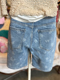 Floral Printed Denim Bermuda Short