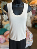 Ribbed Scoop Neck Tank in Black, White and Sand