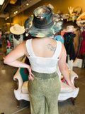 Floral Jacquard Tank Top in Coffee, Ivory, Oatmeal, Jade and Black