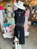 Black and White Trimmed Sleeveless Sweater
