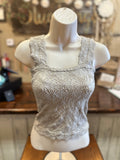 Floral Jacquard Tank Top in Coffee, Ivory, Oatmeal, Jade and Black