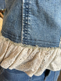 Denim and Lace Strapless Top