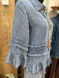 Indigo or Charcoal Ruffle Tencel Top