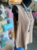 Gauze Tank Top in Cream or Mocha
