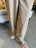 Leopard Print Twill Overalls in Camel Color