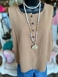 Gauze Tank Top in Cream or Mocha