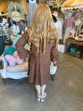 Tobacco or Terracotta  Linen Tiered Dress