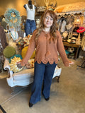 Burnt Orange Scalloped Sweater