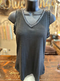 Sequin V Neck Tank Top in Beige, Black, White or Navy
