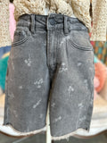 Washed Black Printed Bermuda Short
