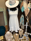 White Sleeveless Pleated Skirt Dress