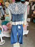 Denim and Lace Strapless Top