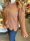 Burnt Orange Scalloped Sweater