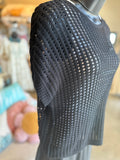 Crochet Knit Sheer Sweater in Black or White