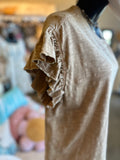 Camel Flutter Sleeve Top