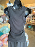 Ribbed Scoop Neck Tank in Black, White and Sand
