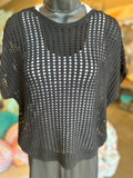 Crochet Knit Sheer Sweater in Black or White
