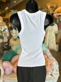 Ribbed Scoop Neck Tank in Black, White and Sand