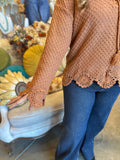 Burnt Orange Scalloped Sweater