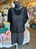 Crochet Knit Sheer Sweater in Black or White