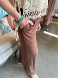 Linen Blend Wide Leg Pant in Ash Jade, Black or Brown