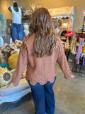 Burnt Orange Scalloped Sweater