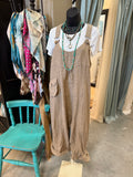 Linen Jumpsuit in Khaki, Black or Camel