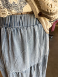 Denim Tiered Maxi Skirt