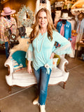 Lace Sleeve Top in Beige, Black,  White or Mint