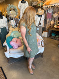 Linen Floral Print Dress in Black, Khaki or Camel