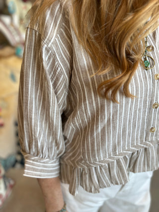Coco Striped Ruffle Blouse