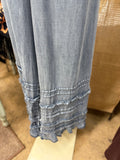 Indigo or Charcoal Ruffle Tencel Pant