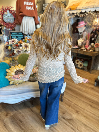 Tan Diagonal Lace Top